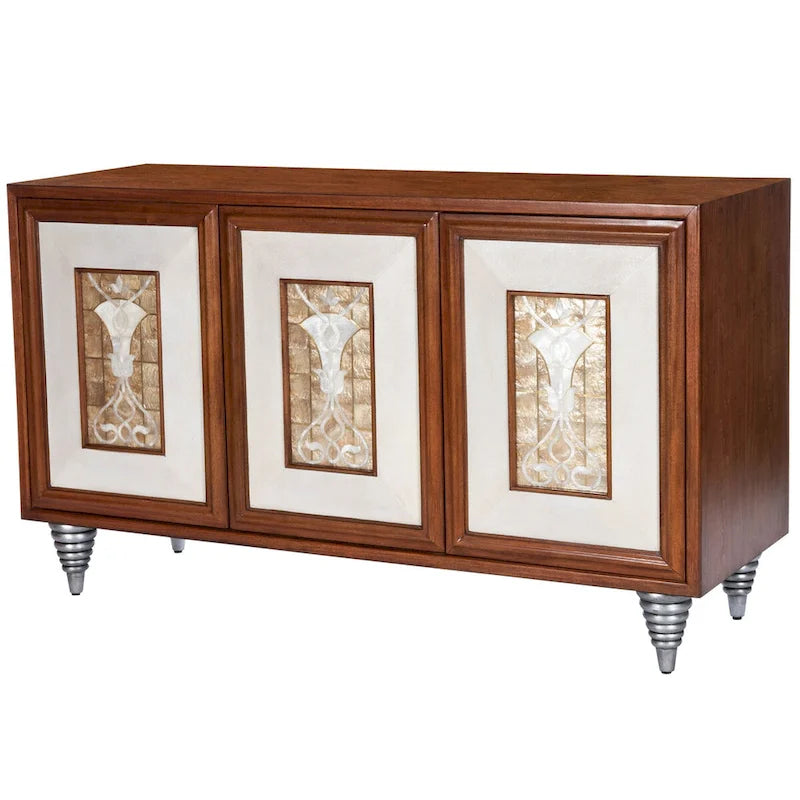 Bahut en cuir Shelly et incrustation de coquillages Capiz