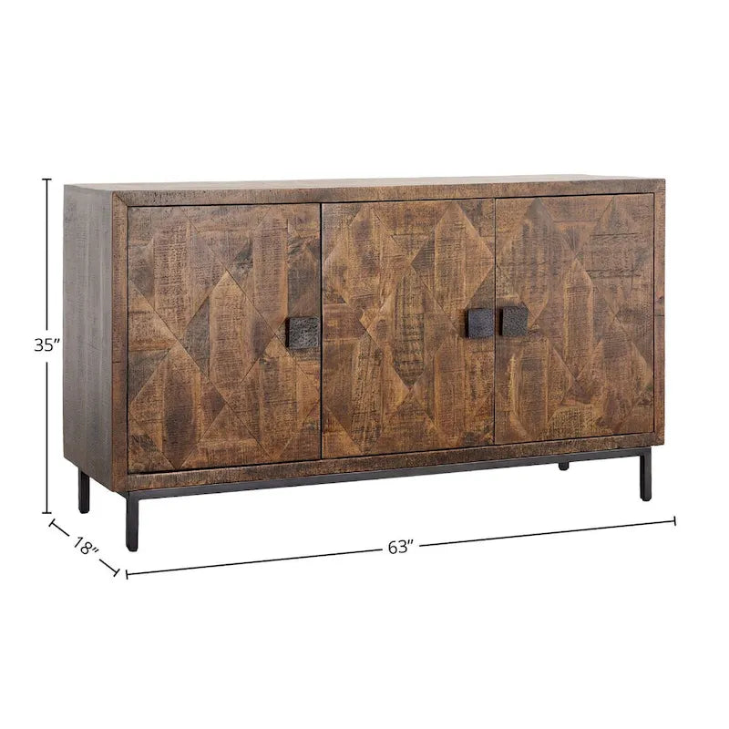 Bahut large Brantley de 160 cm avec 2 tiroirs, marron