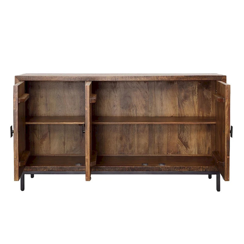 Bahut large Brantley de 160 cm avec 2 tiroirs, marron