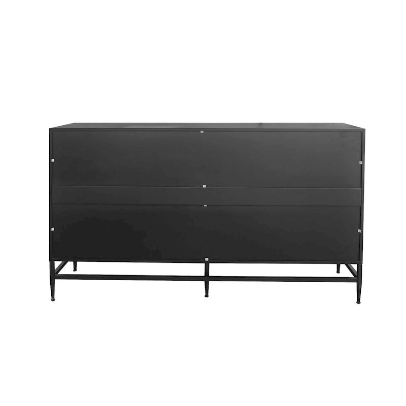 Buffet console en bois laqué noir 4 portes Accent