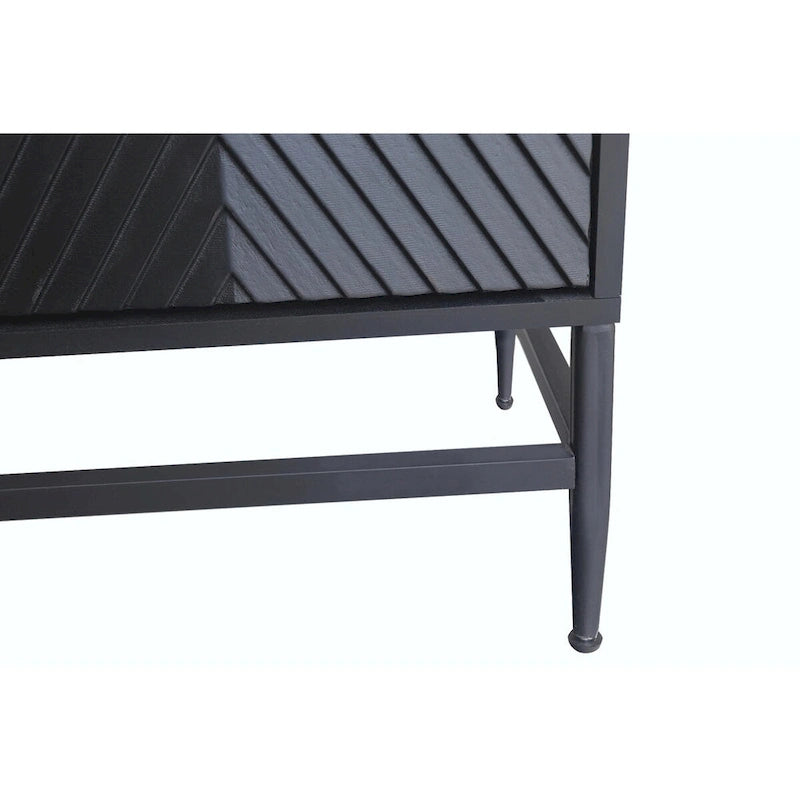 Buffet console en bois laqué noir 4 portes Accent