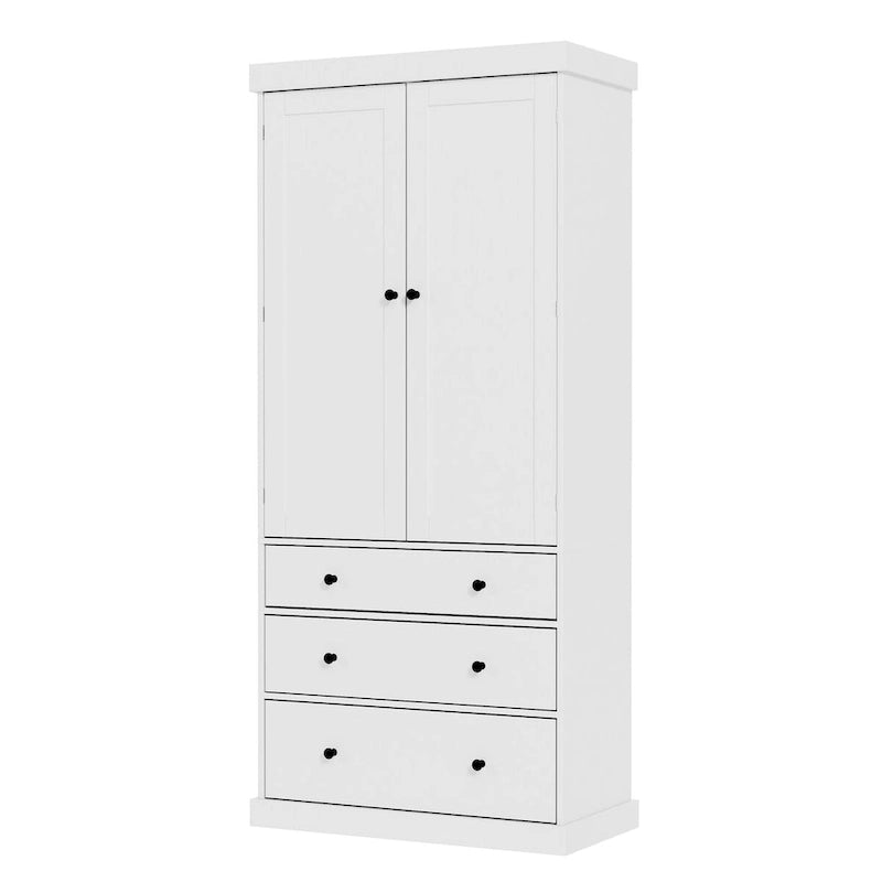 Meuble de cuisine de 77 pouces, placard de rangement haut autoportant avec 3 étagères réglables, 8 étagères de porte, 3 tiroirs pour la cuisine