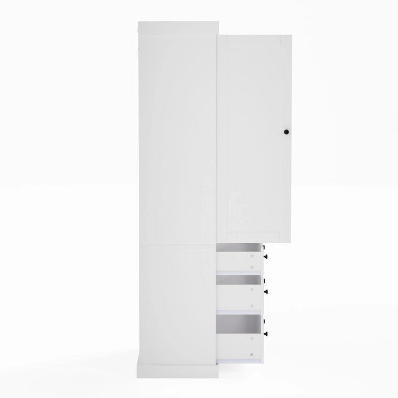 Meuble de cuisine de 77 pouces, placard de rangement haut autoportant avec 3 étagères réglables, 8 étagères de porte, 3 tiroirs pour la cuisine