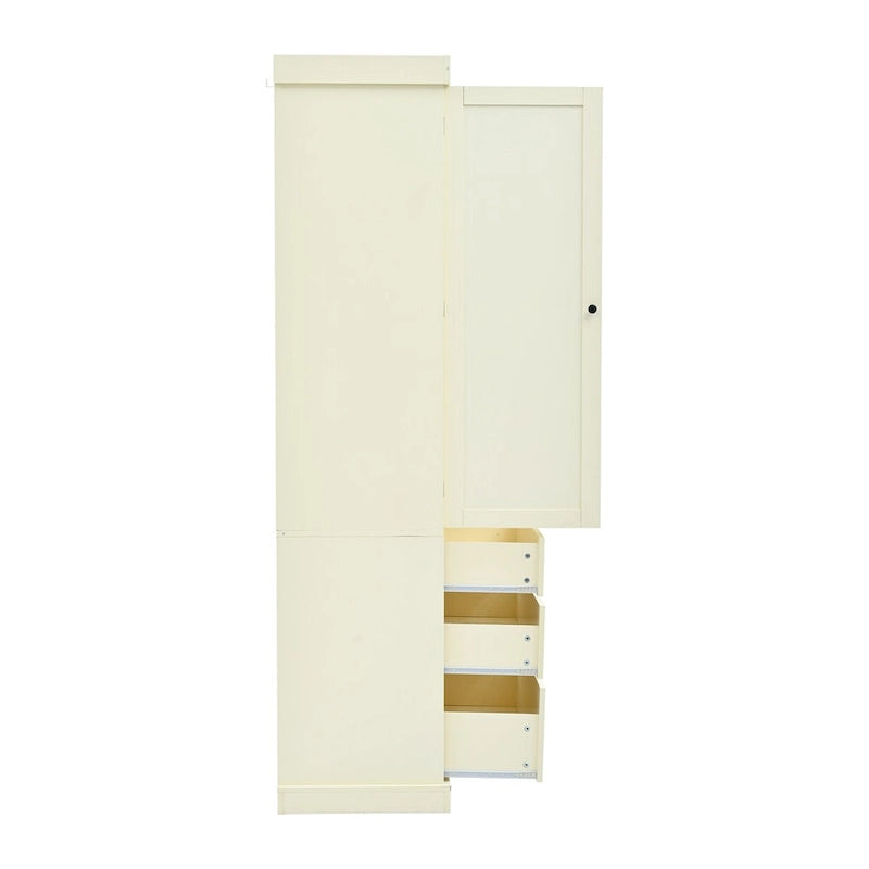 Meuble de cuisine de 77 pouces, placard de rangement haut autoportant avec 3 étagères réglables, 8 étagères de porte, 3 tiroirs pour la cuisine