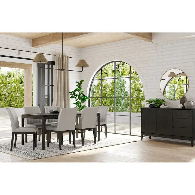 Console Cove avec 3 tiroirs et 2 placards, noir vintage