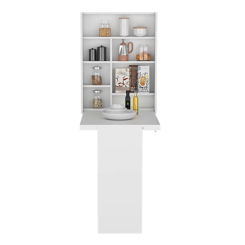 Table pliante Tacoma, sept étagères intérieures, finition blanche, haute qualité et durable