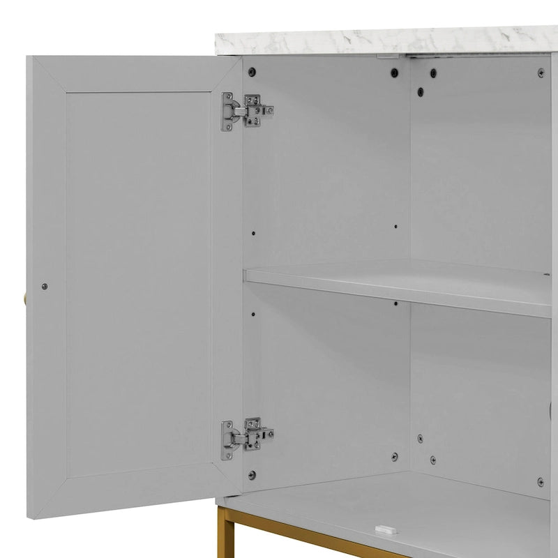 Bahut moderne avec meuble à 4 portes avec poignées métalliques et étagères réglables