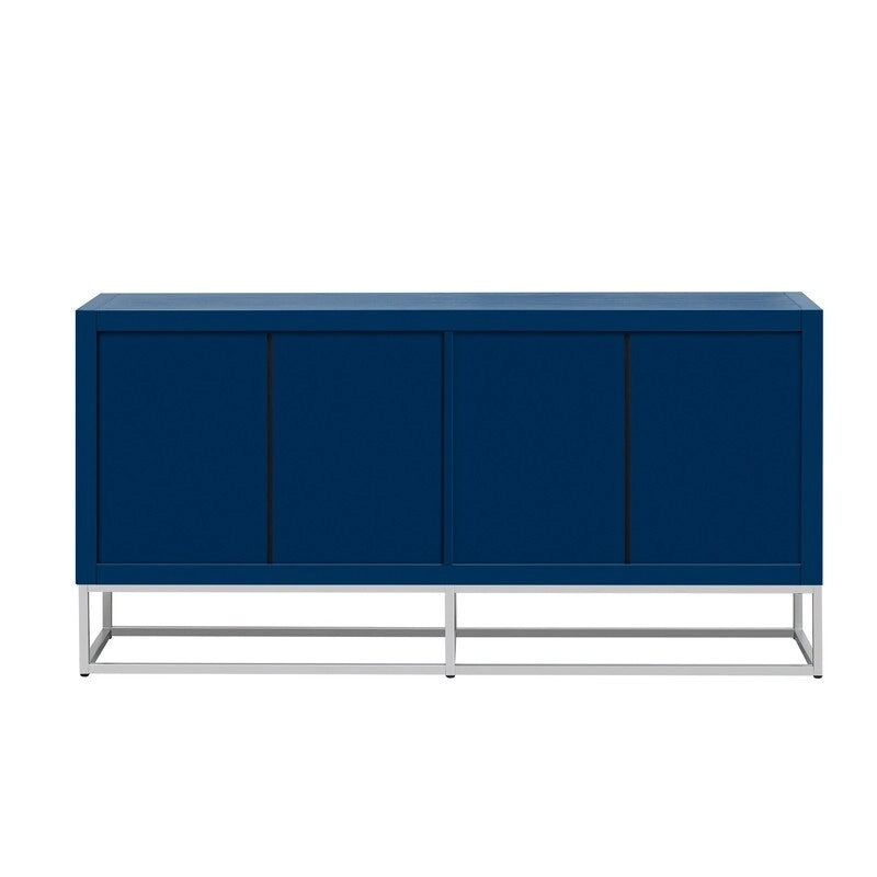 Meuble de style "Luxe Léger" avec pieds de support uniques et étagères réglables, convient pour les salons et les couloirs.
