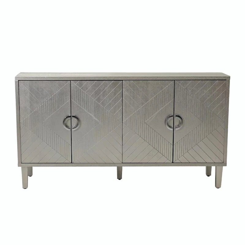 Armoire de rangement à 4 portes élégante et fonctionnelle avec pieds en pin