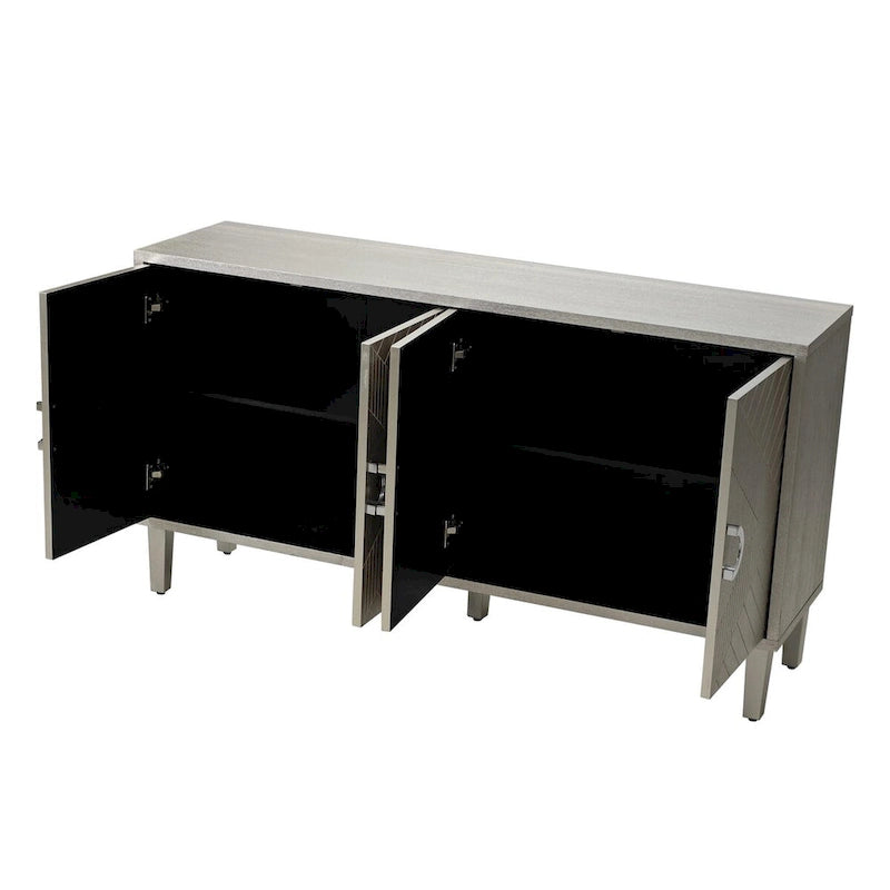 Armoire de rangement à 4 portes élégante et fonctionnelle avec pieds en pin