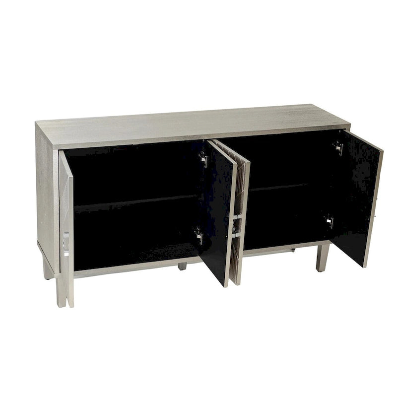 Armoire de rangement à 4 portes élégante et fonctionnelle avec pieds en pin