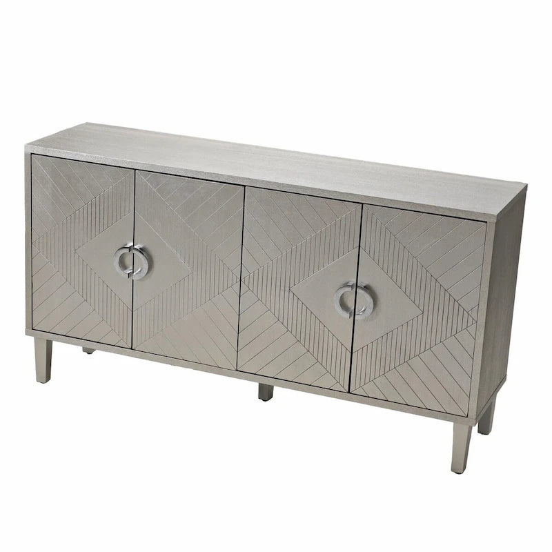 Armoire de rangement à 4 portes élégante et fonctionnelle avec pieds en pin