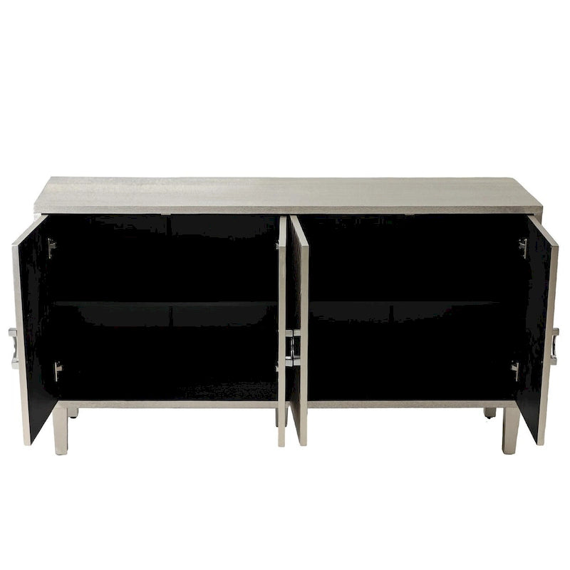 Armoire de rangement à 4 portes élégante et fonctionnelle avec pieds en pin