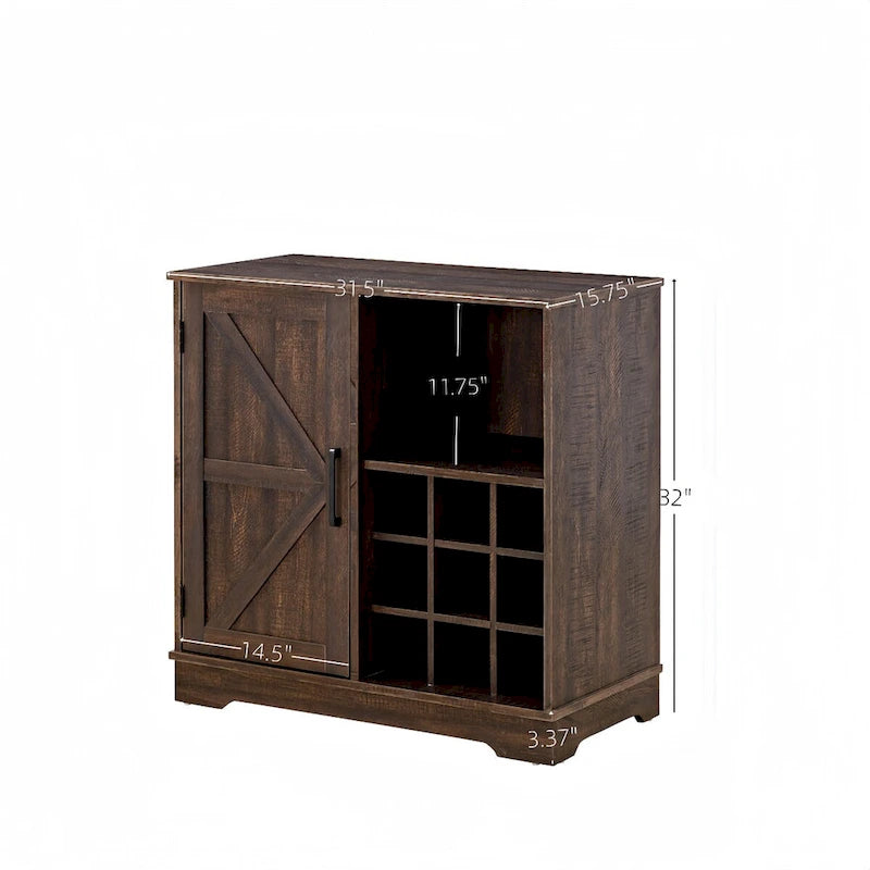 Meuble Bar Café, Armoire de Bar avec Casier à Vin, Buffet