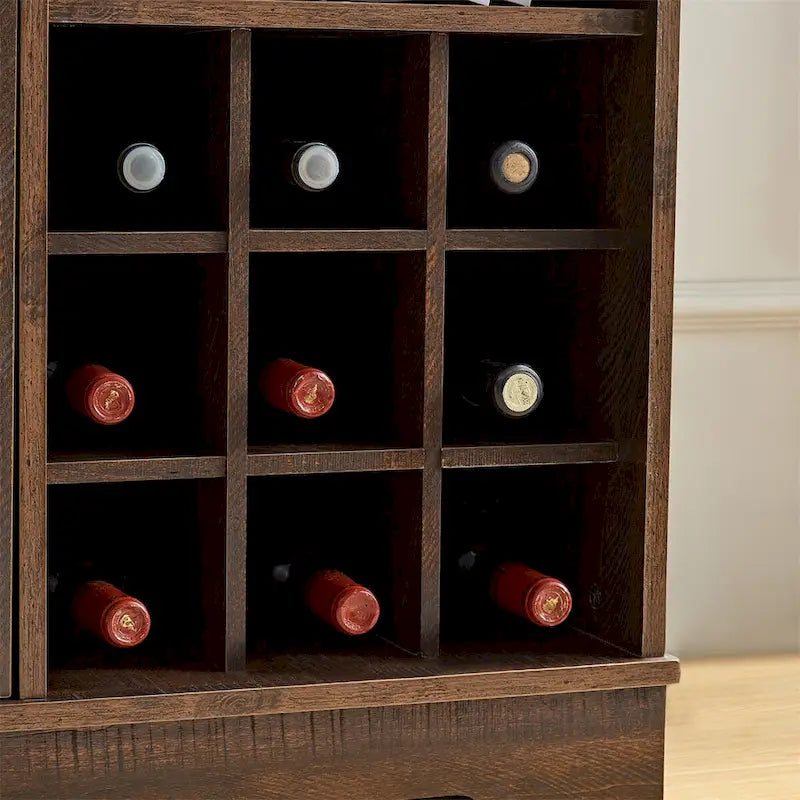 Meuble Bar Café, Armoire de Bar avec Casier à Vin, Buffet