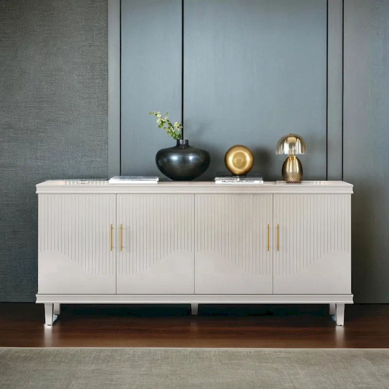 70.07Grand buffet à 4 portes, armoire de rangement moderne avec étagères réglables, buffet en bois