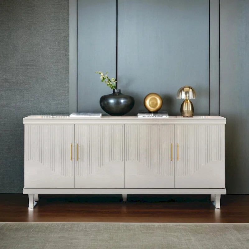 70.07Grand buffet à 4 portes, armoire de rangement moderne avec étagères réglables, buffet en bois