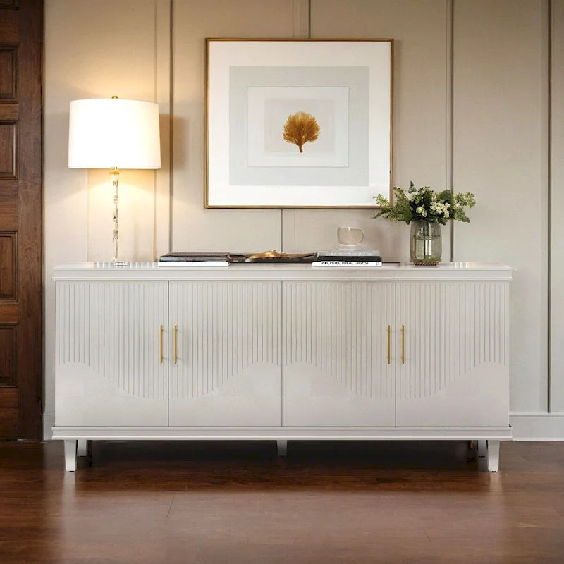 70.07Grand buffet à 4 portes, armoire de rangement moderne avec étagères réglables, buffet en bois