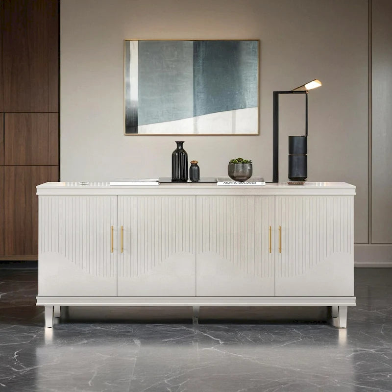 70.07Grand buffet à 4 portes, armoire de rangement moderne avec étagères réglables, buffet en bois