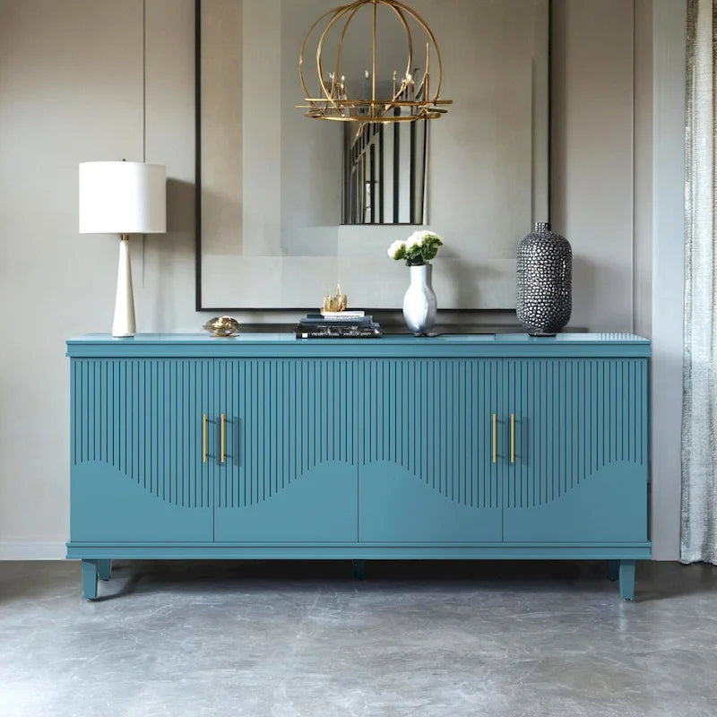 70.07Grand buffet à 4 portes, armoire de rangement moderne avec étagères réglables, buffet en bois