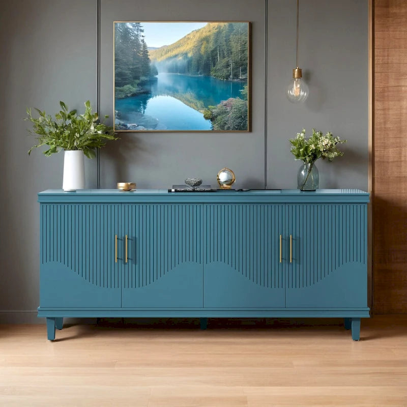 70.07Grand buffet à 4 portes, armoire de rangement moderne avec étagères réglables, buffet en bois