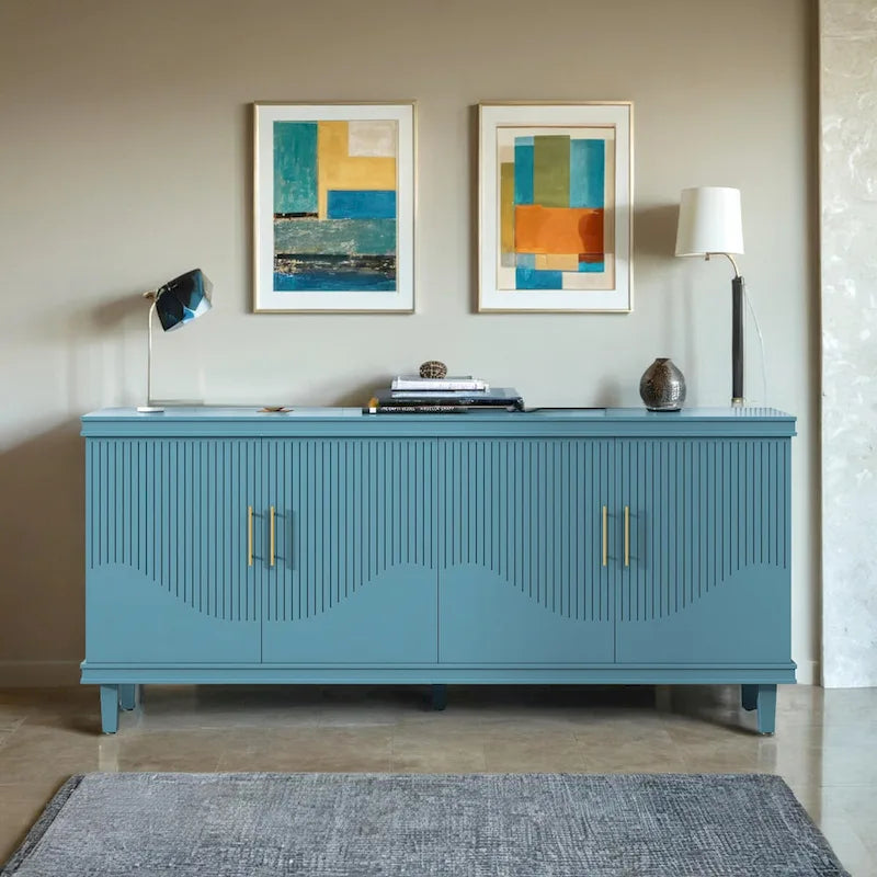 70.07Grand buffet à 4 portes, armoire de rangement moderne avec étagères réglables, buffet en bois