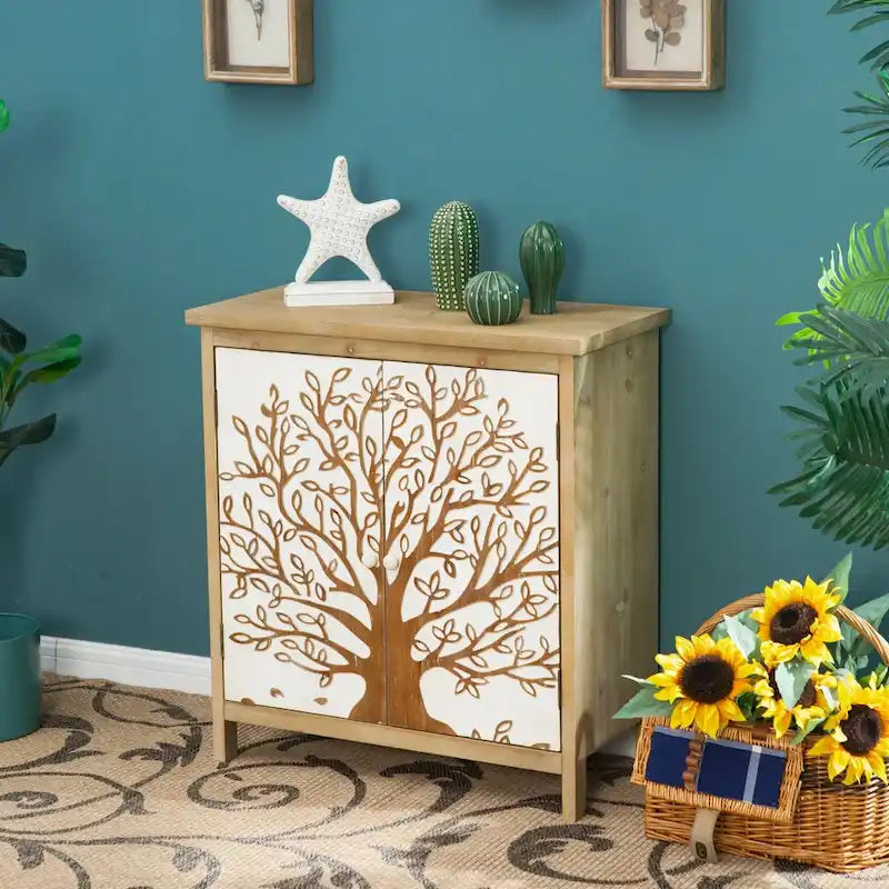 Armoire de rangement en bois à 2 portes Accent