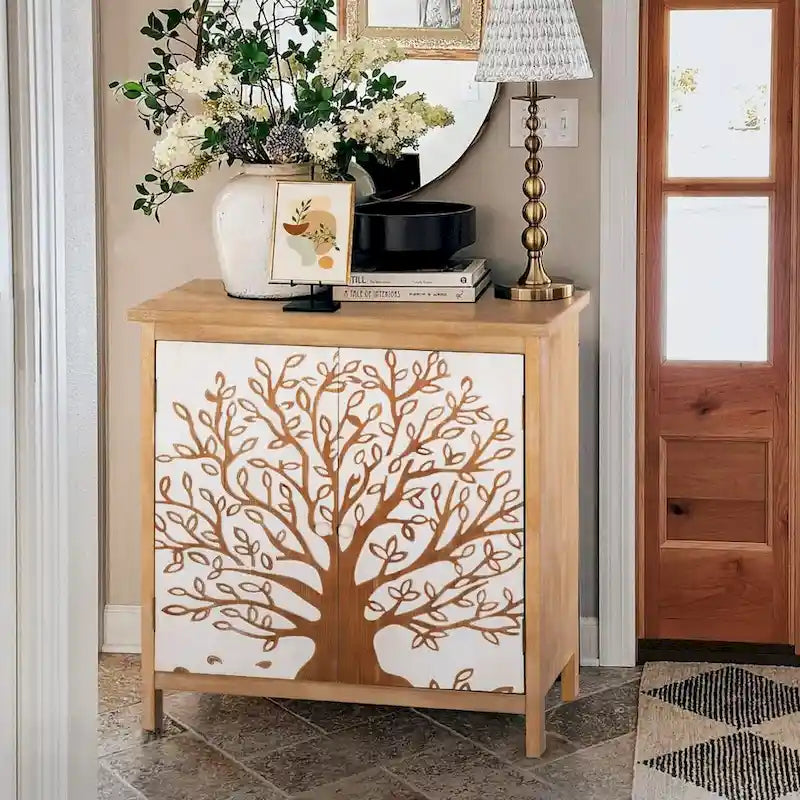 Armoire de rangement en bois à 2 portes Accent