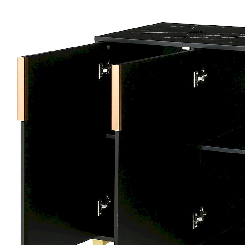 Buffet en bois moderne et élégant avec plateau autocollant imitation marbre