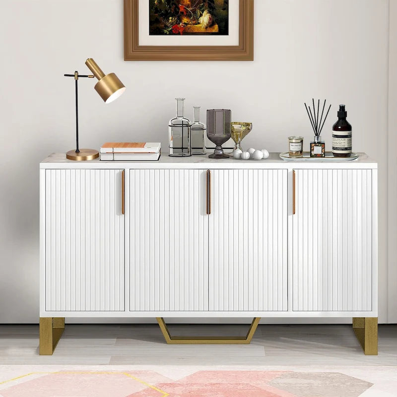 Buffet en bois moderne et élégant avec plateau autocollant imitation marbre