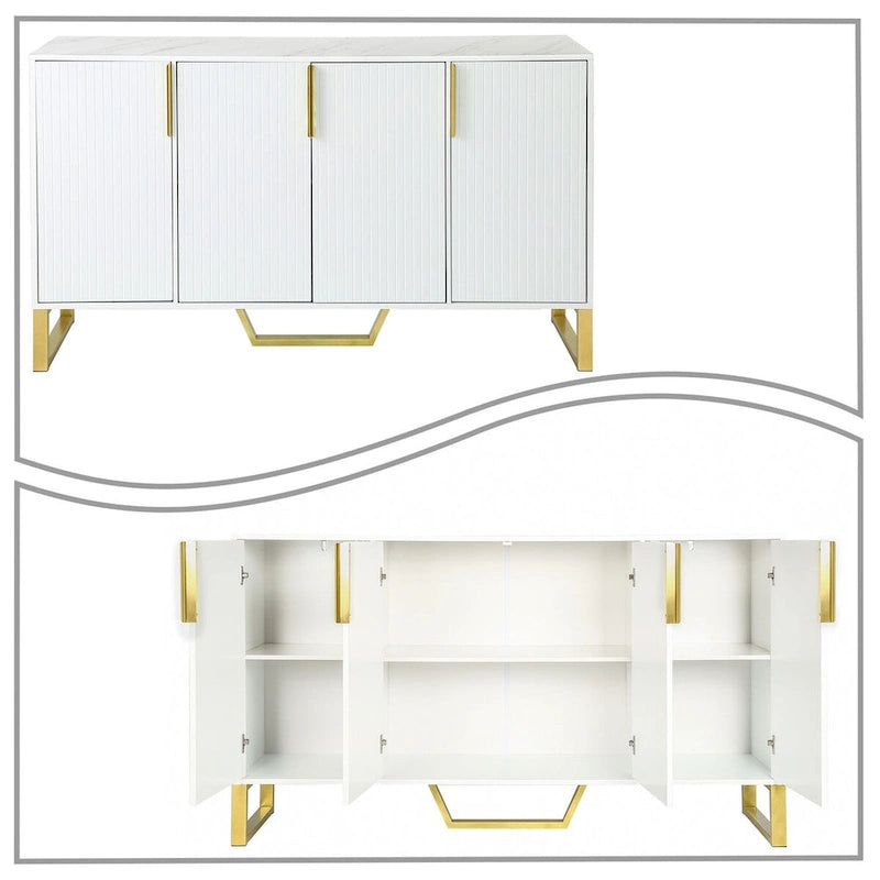 Buffet en bois moderne et élégant avec plateau autocollant imitation marbre