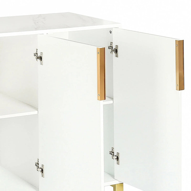 Buffet en bois moderne et élégant avec plateau autocollant imitation marbre