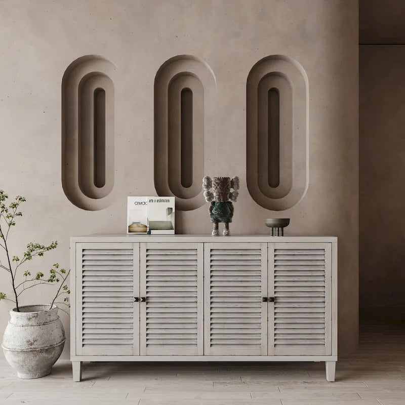 Meuble d'appoint 4 portes persiennes en bois buffet