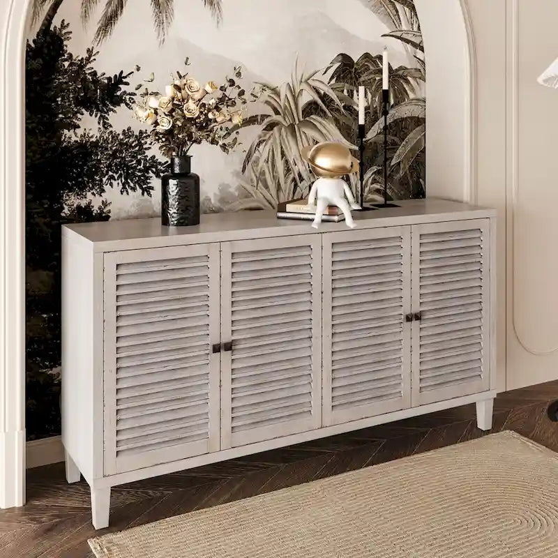 Meuble d'appoint 4 portes persiennes en bois buffet