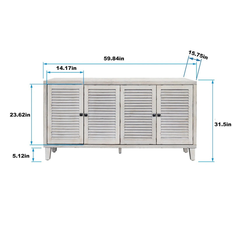Meuble d'appoint 4 portes persiennes en bois buffet