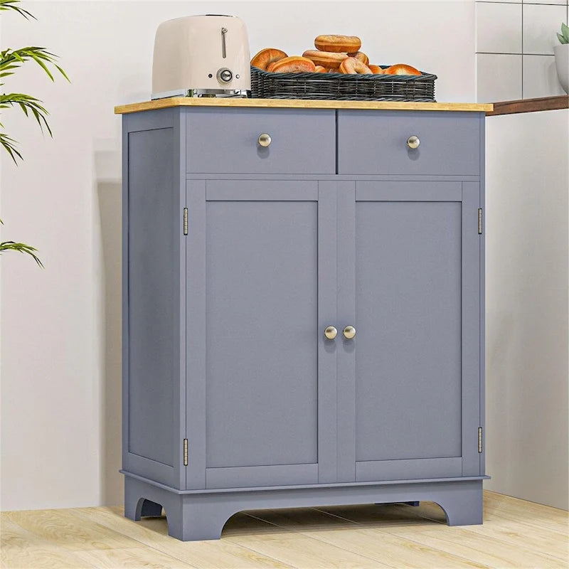 Buffet vaisselier à deux portes avec tiroirs et étagère réglable