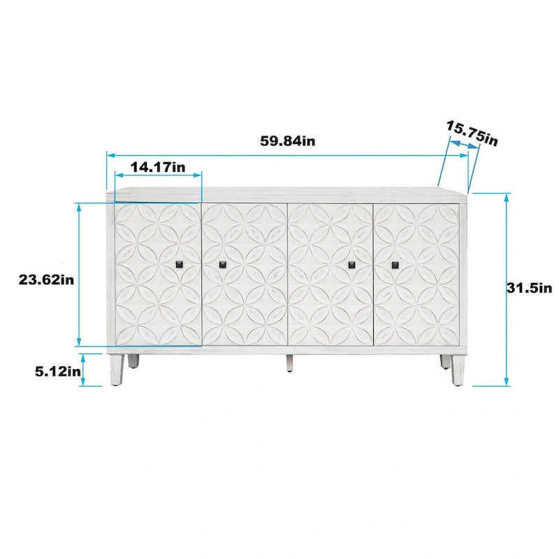 Meuble d'appoint 4 portes Meuble en bois Buffet de rangement