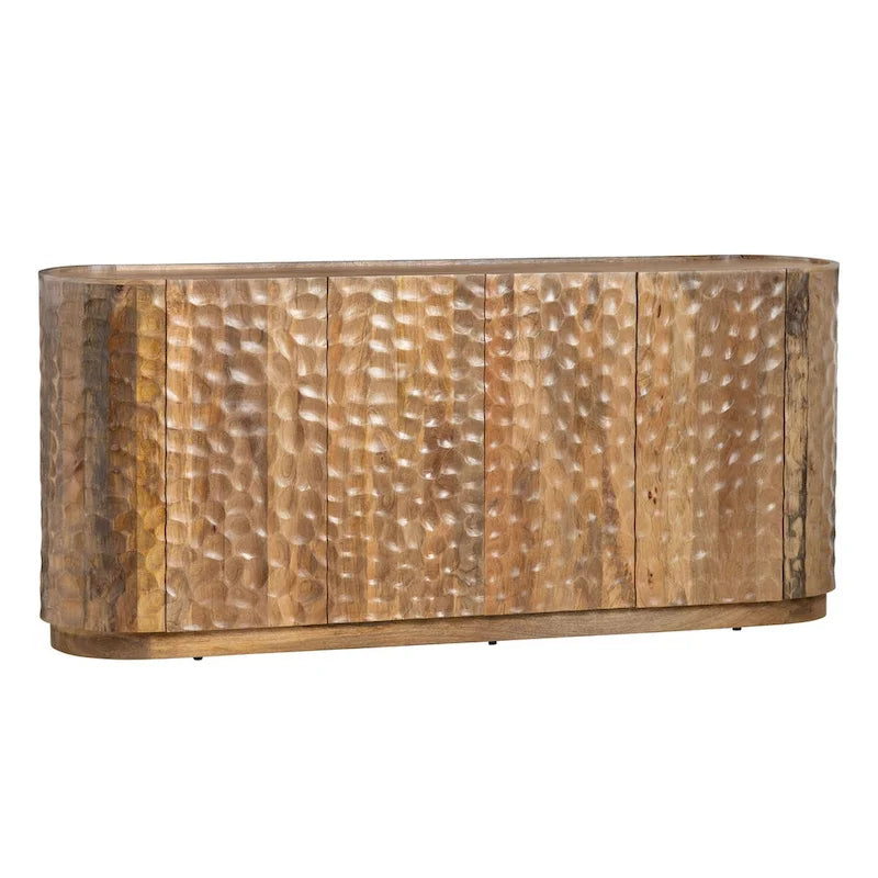 Buffet/Bahut Quatre Portes en Bois de Mangue Texturé pour Salon