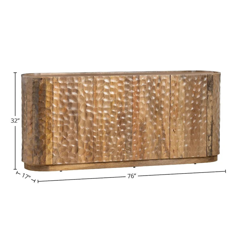 Buffet/Bahut Quatre Portes en Bois de Mangue Texturé pour Salon