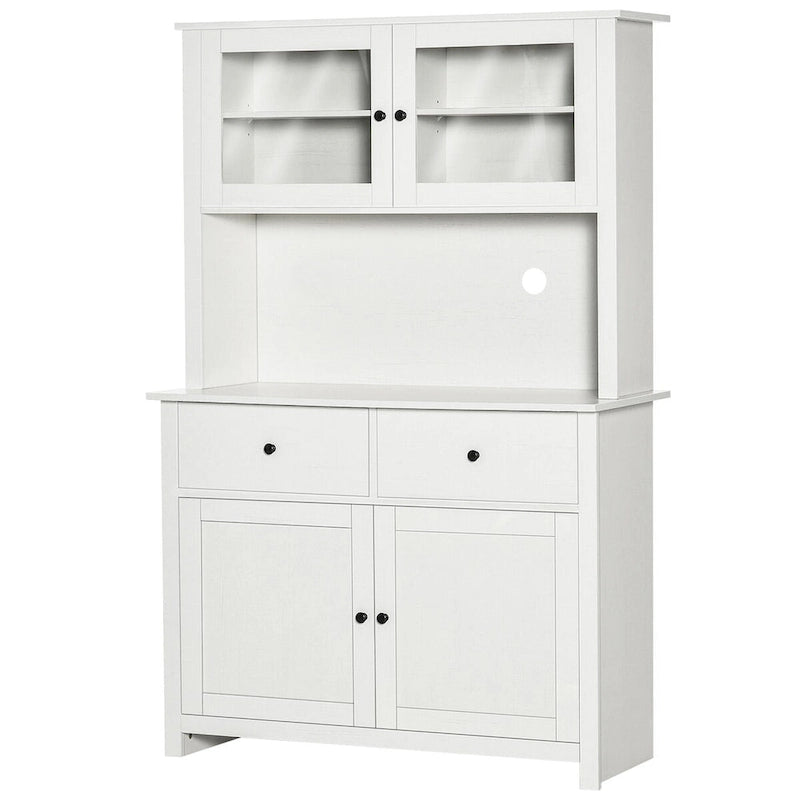 63.5 Kitchen Buffet w/ Hutch, 4 Shelves, Drawers, Framed Glass Doors