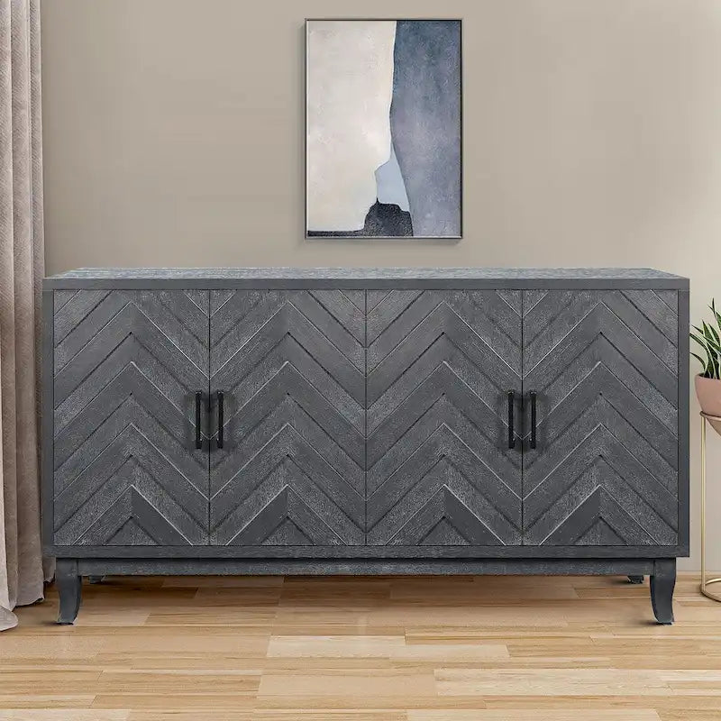 Buffet de rangement en bois style rétro moderne avec deux placards