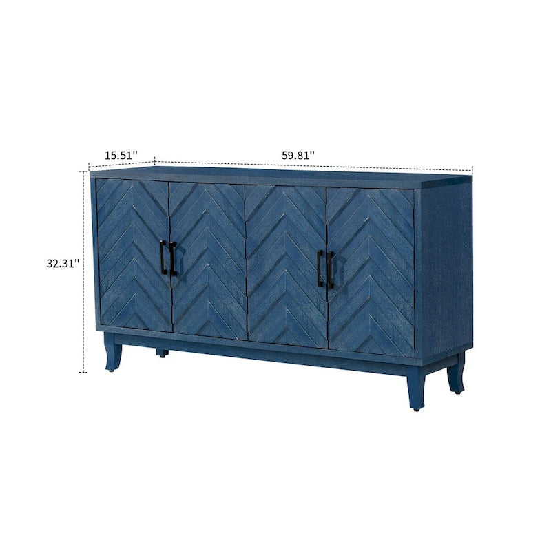 Buffet de rangement en bois style rétro moderne avec deux placards