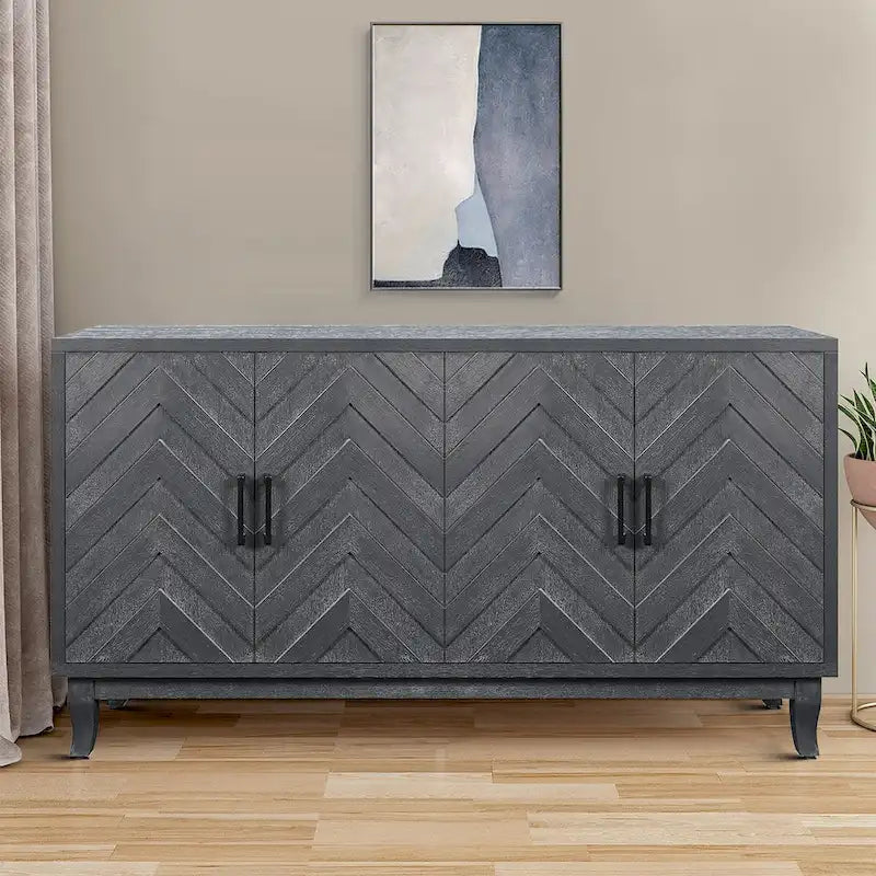 Buffet de rangement en bois style rétro moderne avec deux placards