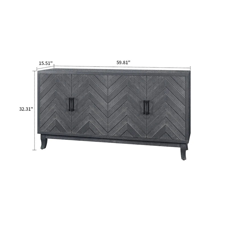 Buffet de rangement en bois style rétro moderne avec deux placards