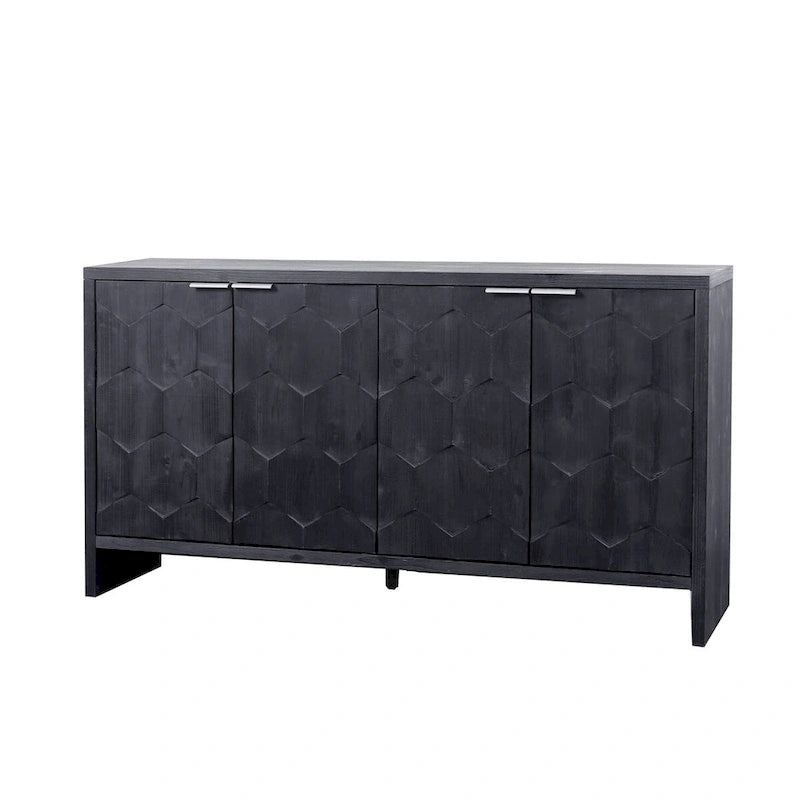Meuble d'appoint 4 portes en bois de style fermette