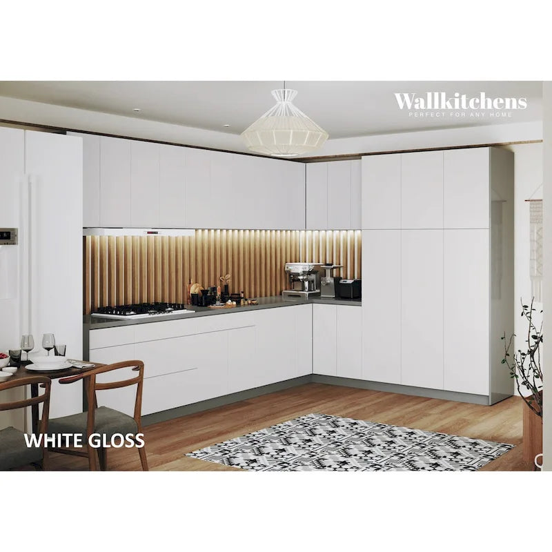 Cuisine Collection Intemporelle Blanc Brillant Meuble Bas Taille 366cm Large - 144x102