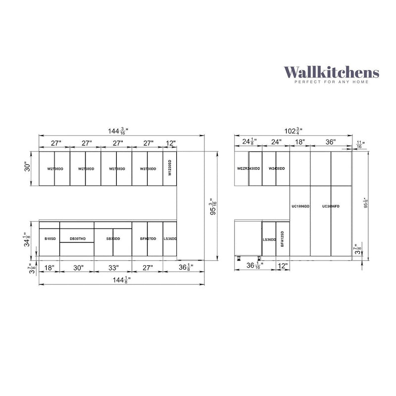 Cuisine Collection Intemporelle Blanc Brillant Meuble Bas Taille 366cm Large - 144x102