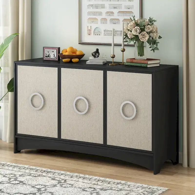 Meuble de rangement au design incurvé avec étagères réglables pour salons