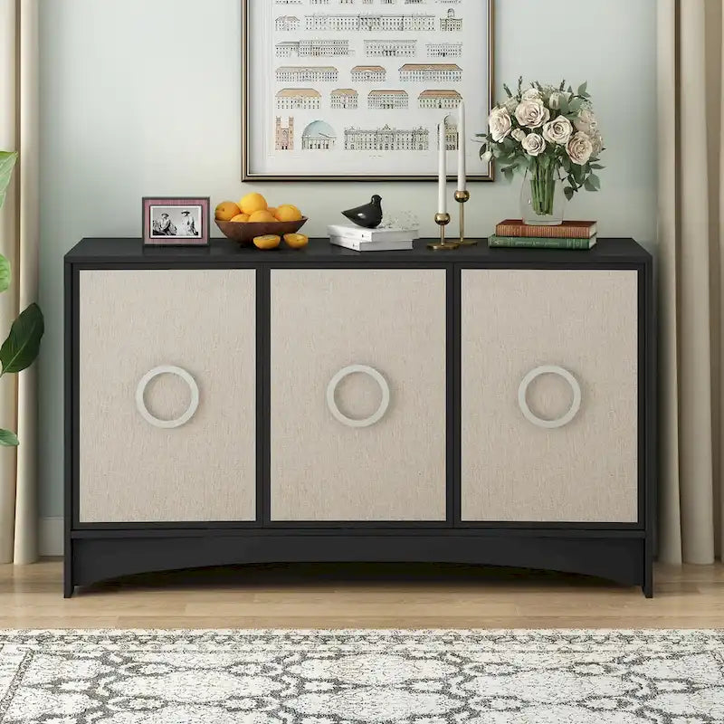 Meuble de rangement au design incurvé avec étagères réglables pour salons