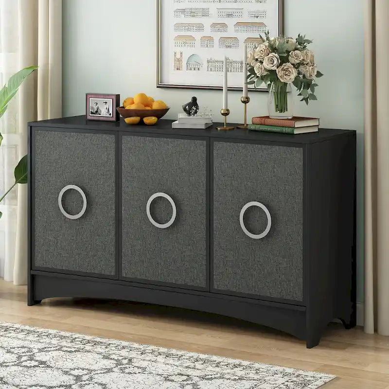 Meuble de rangement au design incurvé avec étagères réglables pour salons